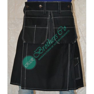 Black Modern Work Utility Kilt